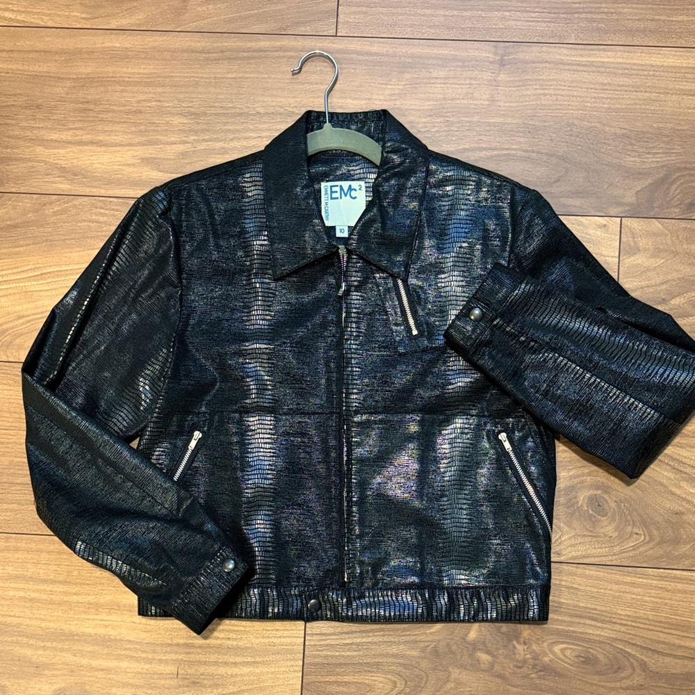 Black Textured women’s crop Jacket